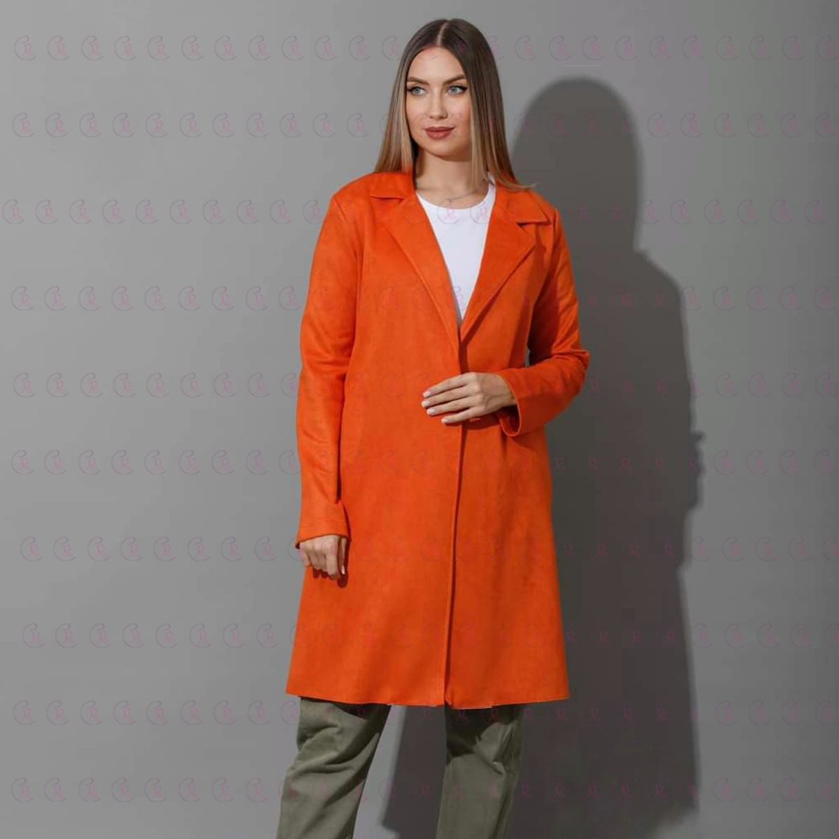 Open Front Knee Cardigan - Suede Orange