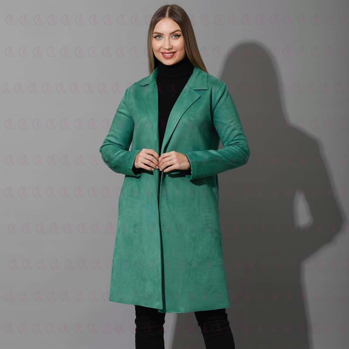 Open Front Knee Cardigan - Suede Tropical Green