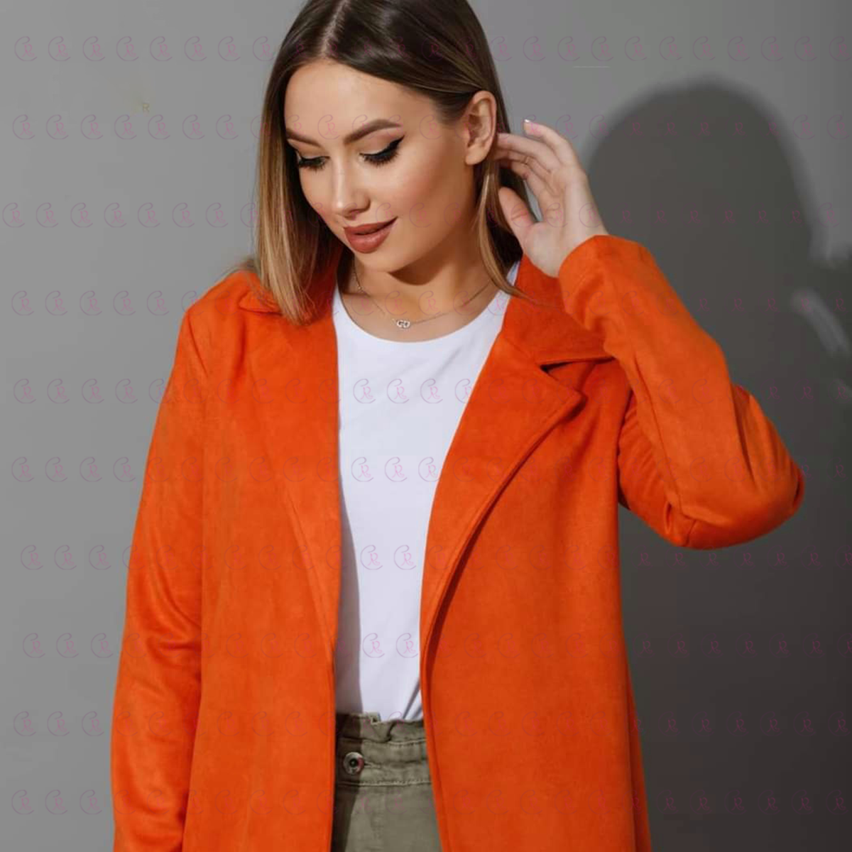 Open Front Knee Cardigan - Suede Orange