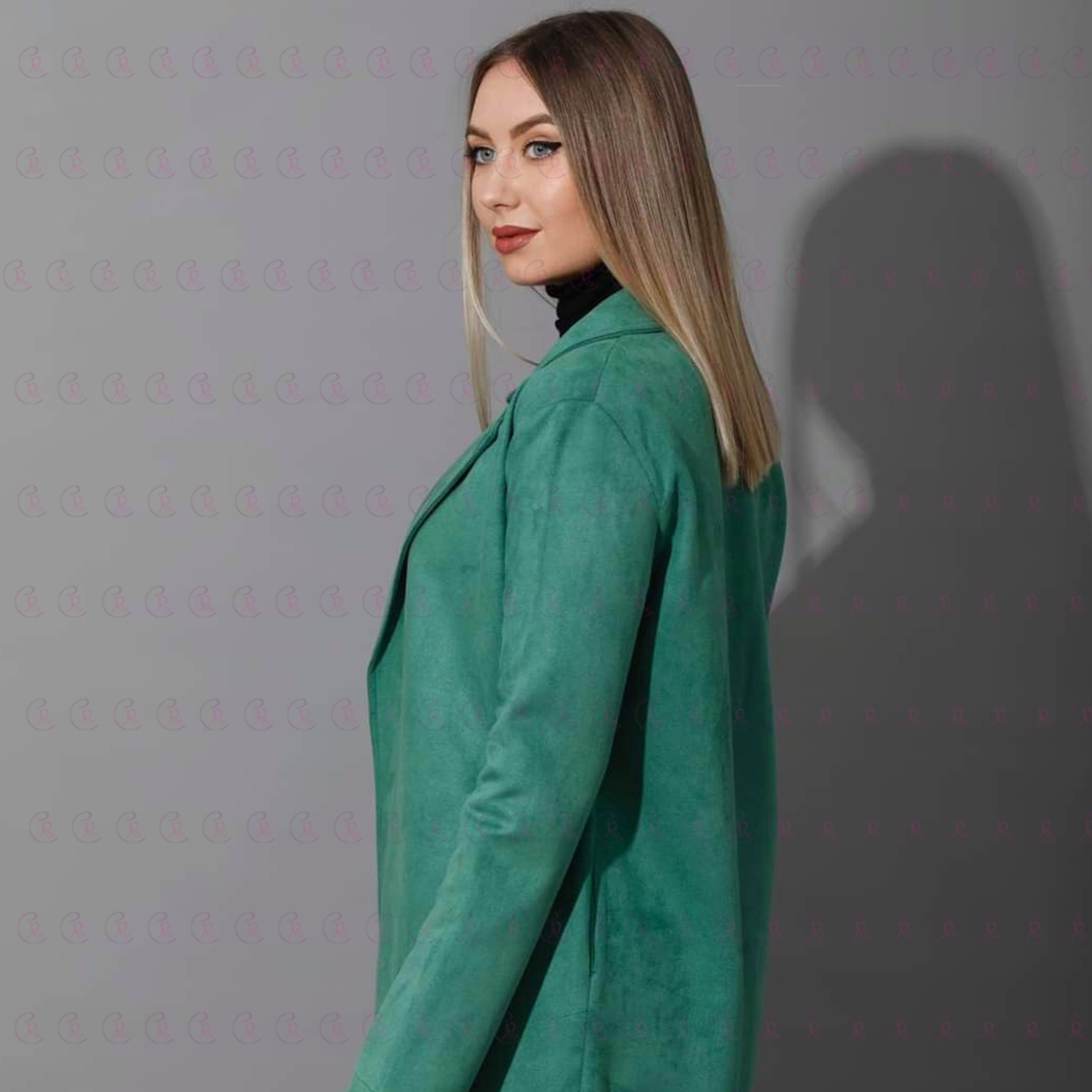 Open Front Knee Cardigan - Suede Tropical Green
