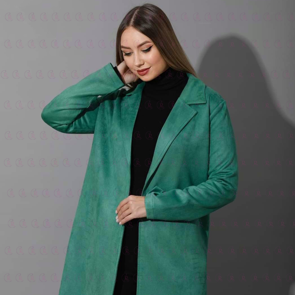 Open Front Knee Cardigan - Suede Tropical Green