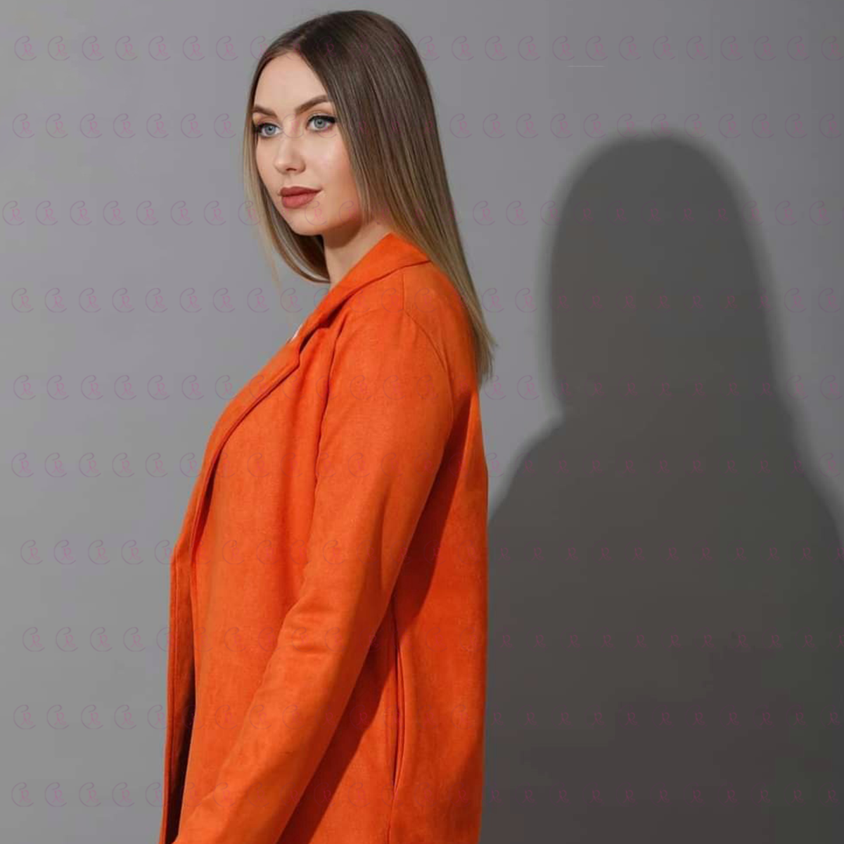 Open Front Knee Cardigan - Suede Orange