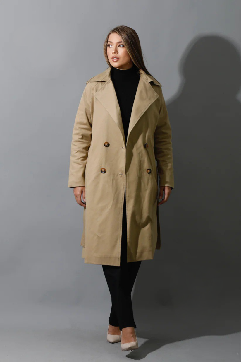Beige Belted Women Trench Coat Gabardine – EMY ROSE Boutique