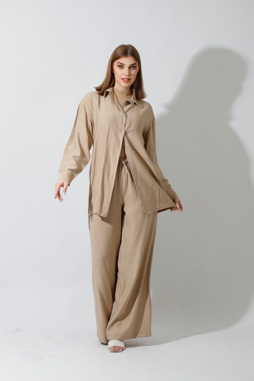 Spanish Linen - Relaxed Fit Beige Set Shirt + Pants – EMY & ROSE