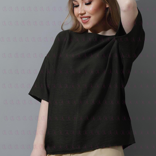 Short Sleeve Lenin Oversized Top - EMY & ROSE Boutique