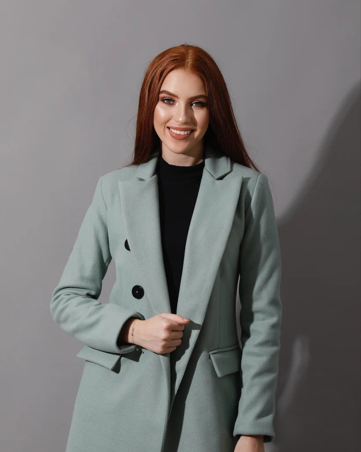 Open Front Coat - Mint Green