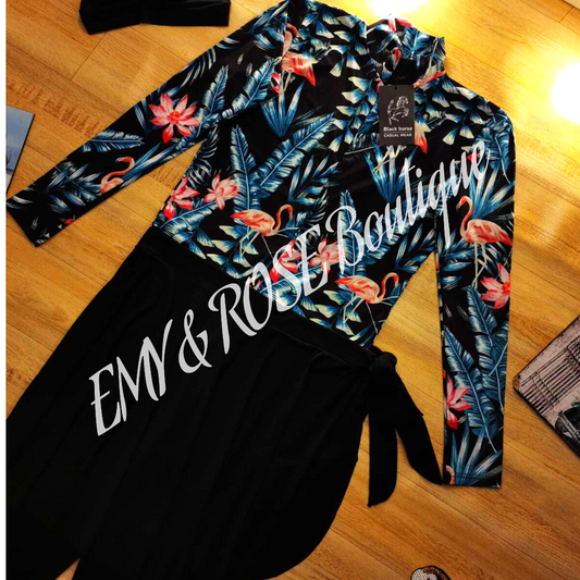 Tropical Noir Jumpsuit Burkini - EMY & ROSE Boutique