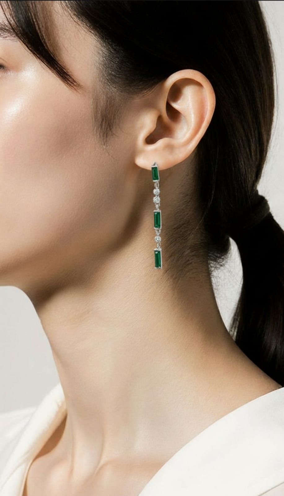 The Regent Emerald Line Drops Earrings
