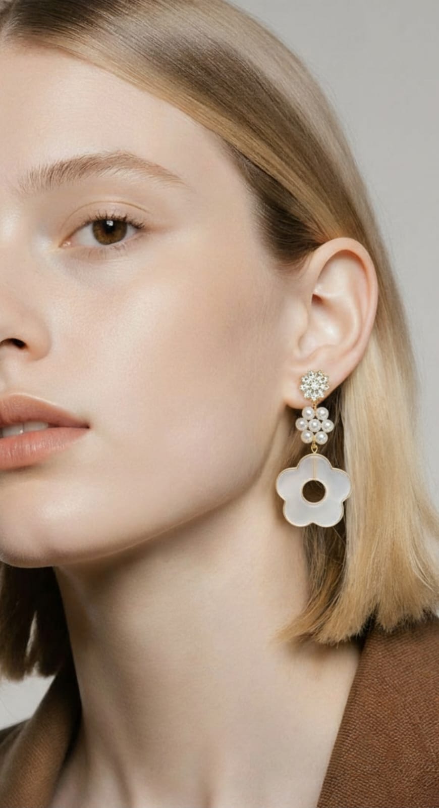 Mother-of-Pearl Floral Drop Earrings