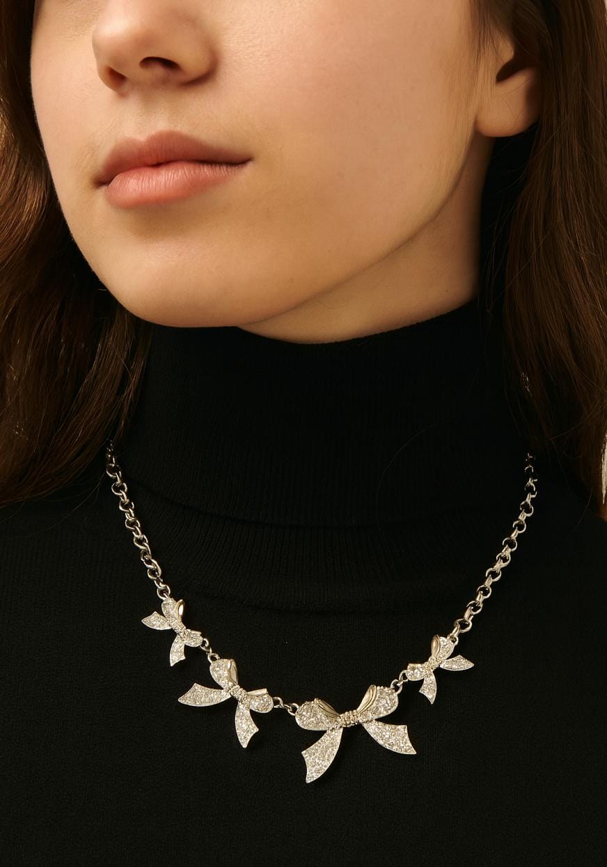 The Pavé Ribbon Bow Necklace