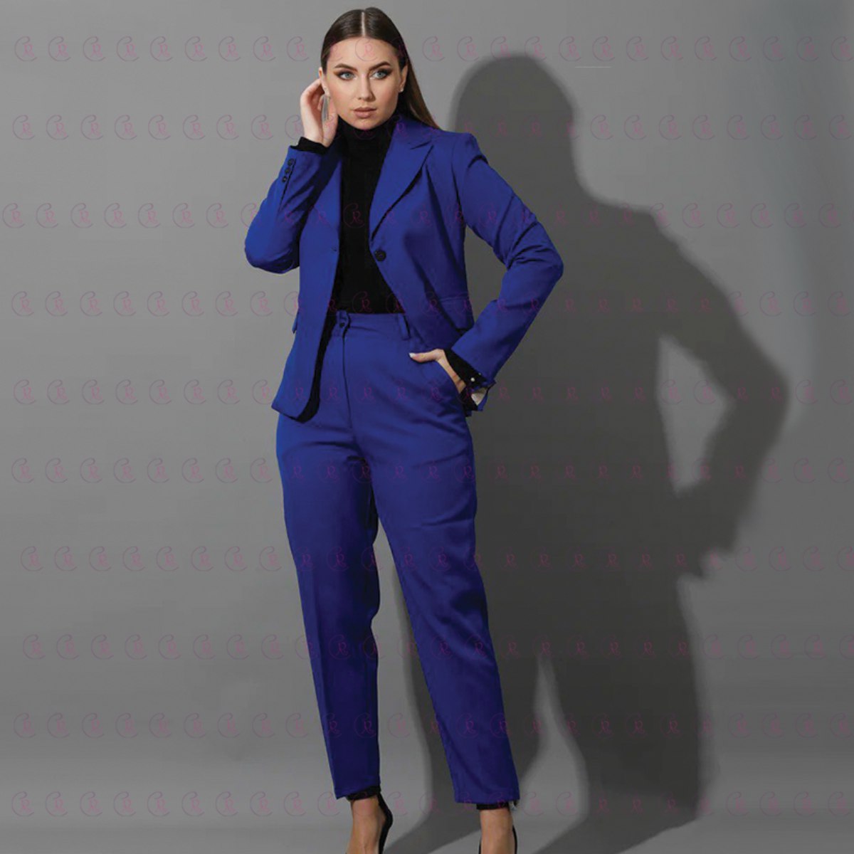 Women Slim Fit Formal Pant Suit Single Breasted - EMY & ROSE Boutique
