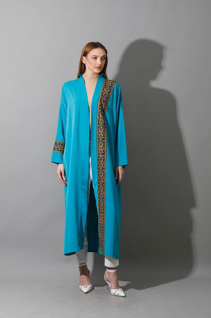 CBH - Oversized - Long Kaftan Turquoise with Gold Accessories