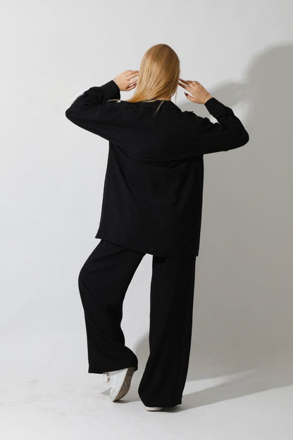 Spanish Linen - Black Wide Leg Pants