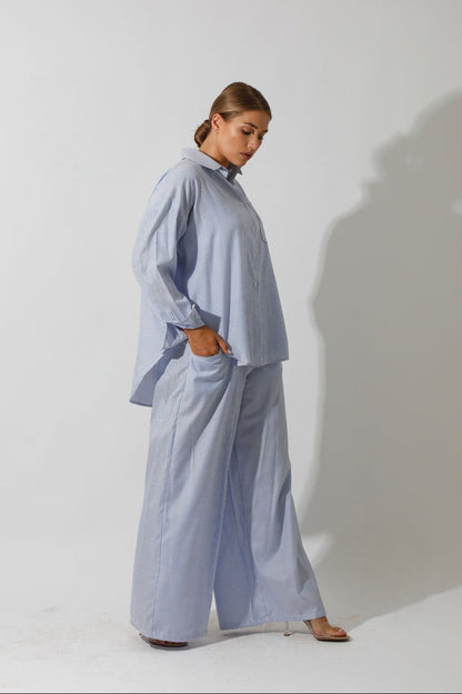 Lose fit- Stripped Blue Wide Leg pants