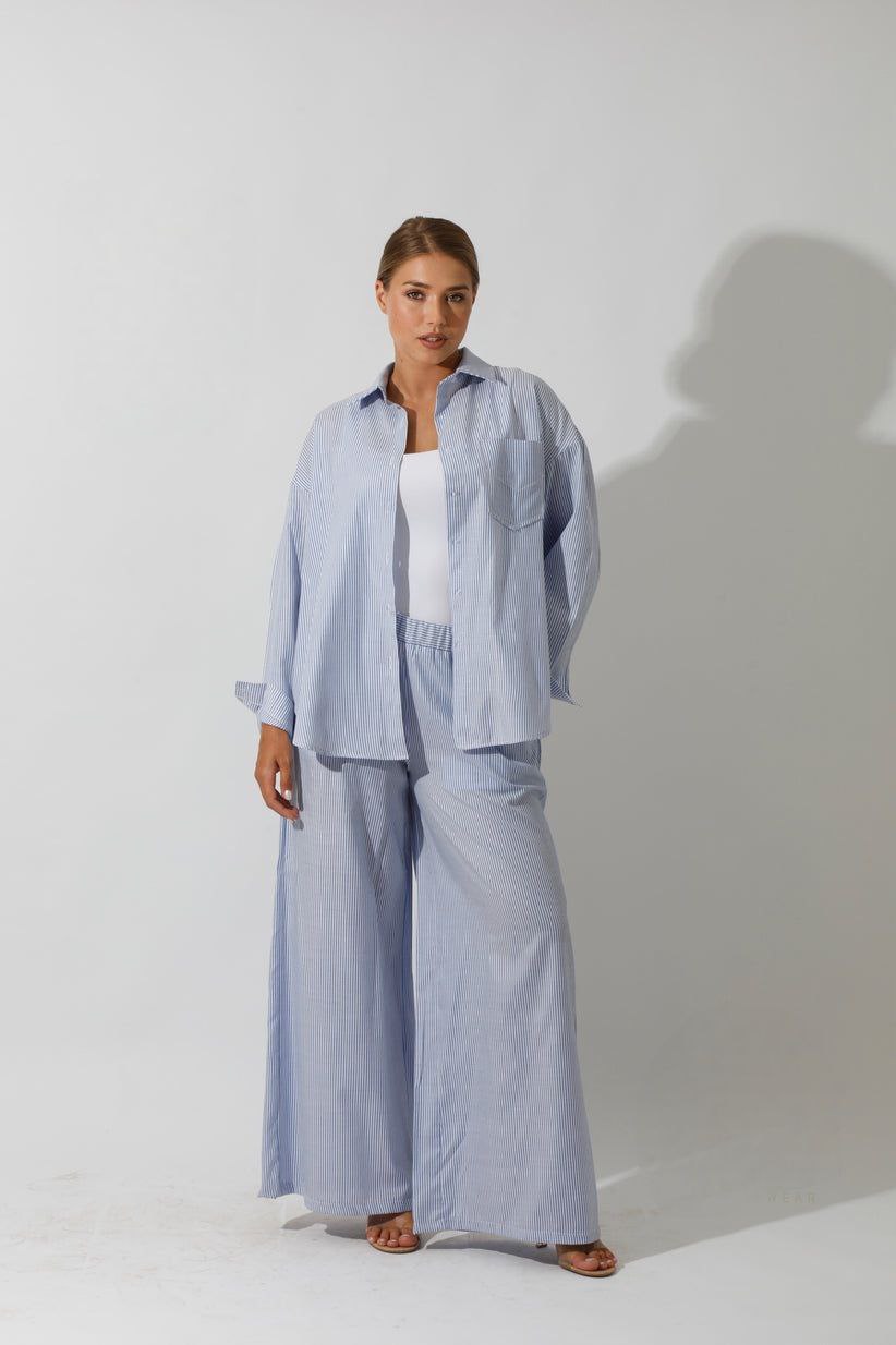 Lose fit- Stripped Blue Wide Leg pants