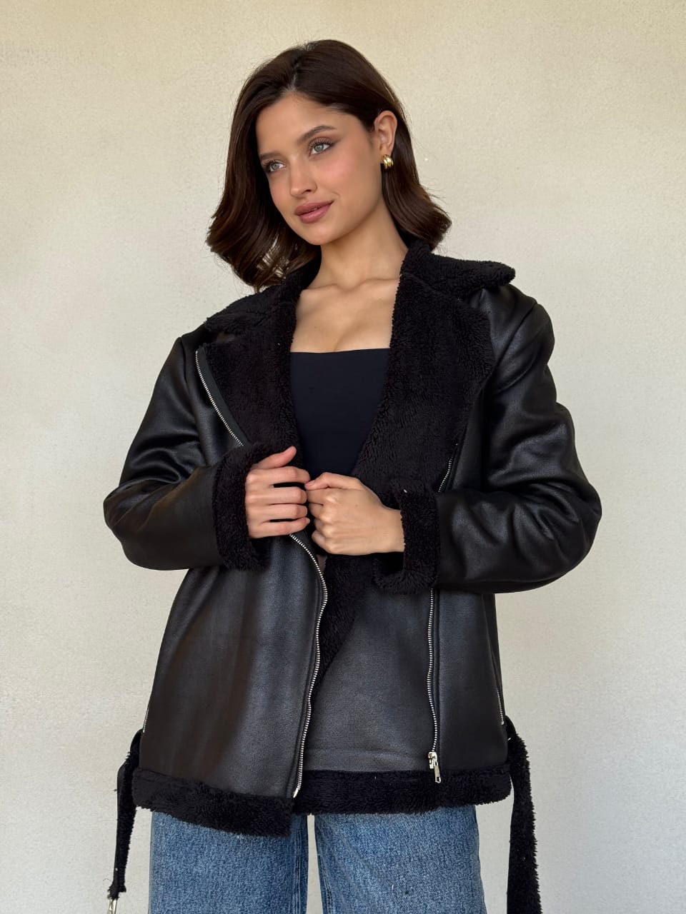 Leather Jacket with fur