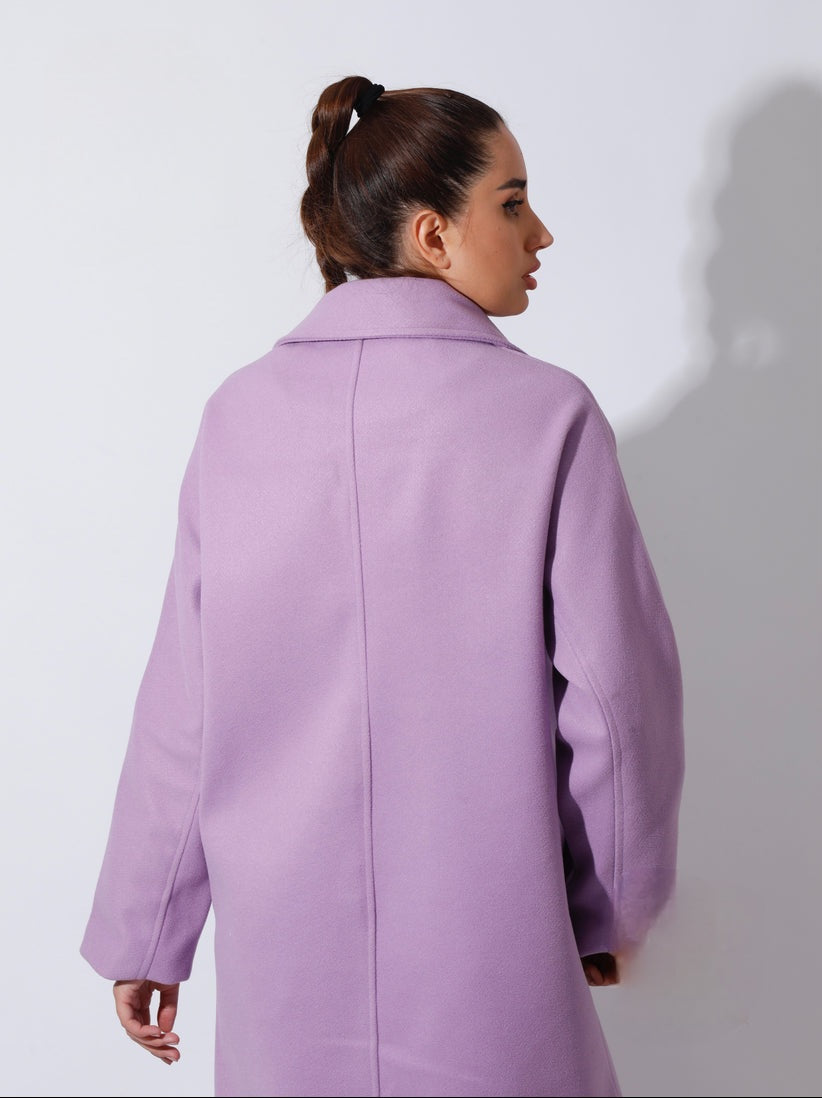 Oversized Double Breasted Womens Wool Coat Beige