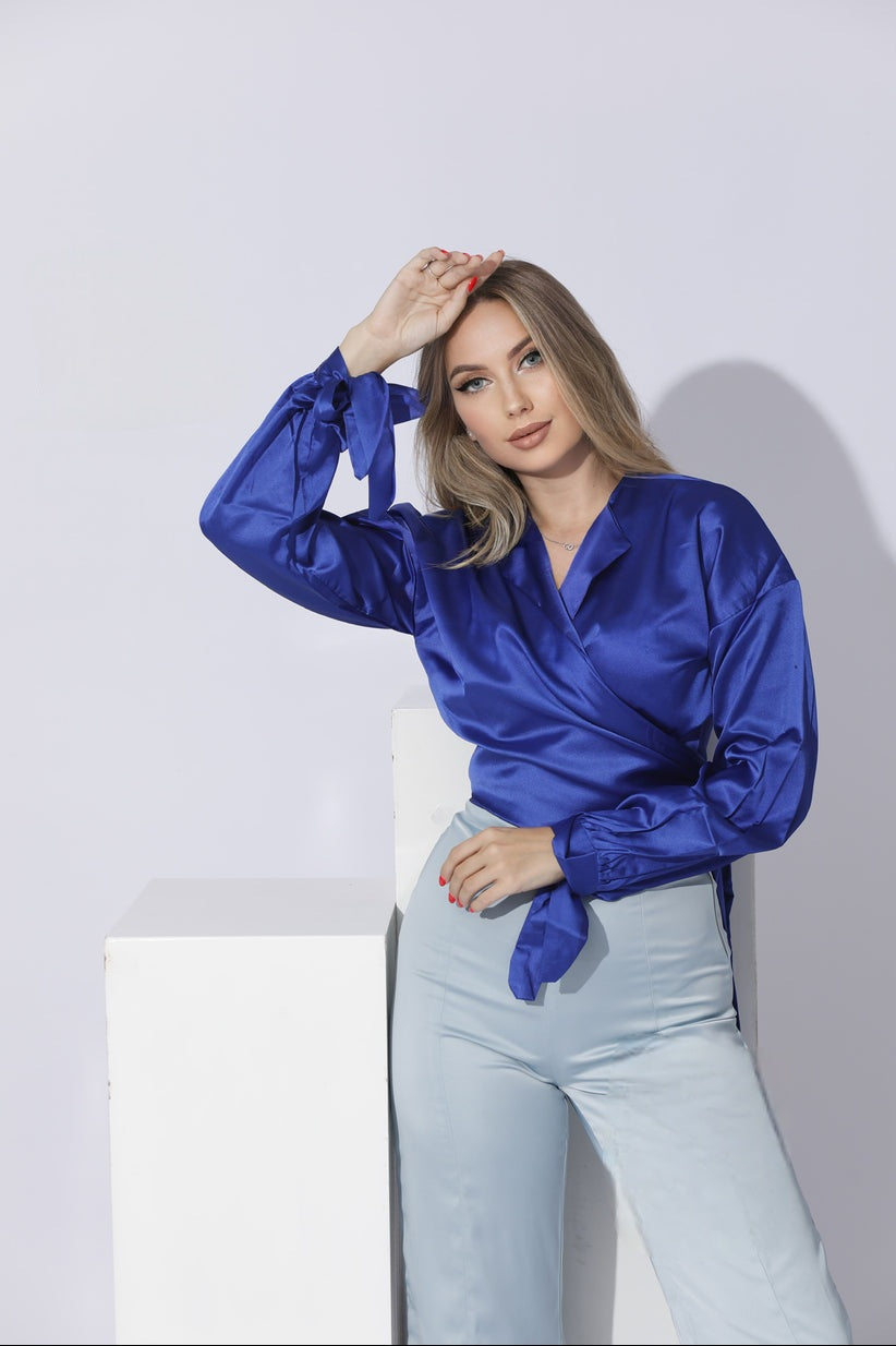Regular Fit - Satin Blouse - Wrap Style