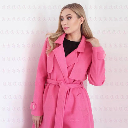 Simple Pink Coat with Belt - EMY & ROSE Boutique 