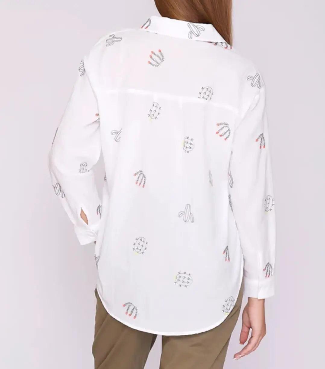 Cactus White Shirt - EMY & ROSE Boutique 