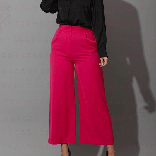 Fancy Wide Leg Fuchsia Trousers - EMY & ROSE Boutique 