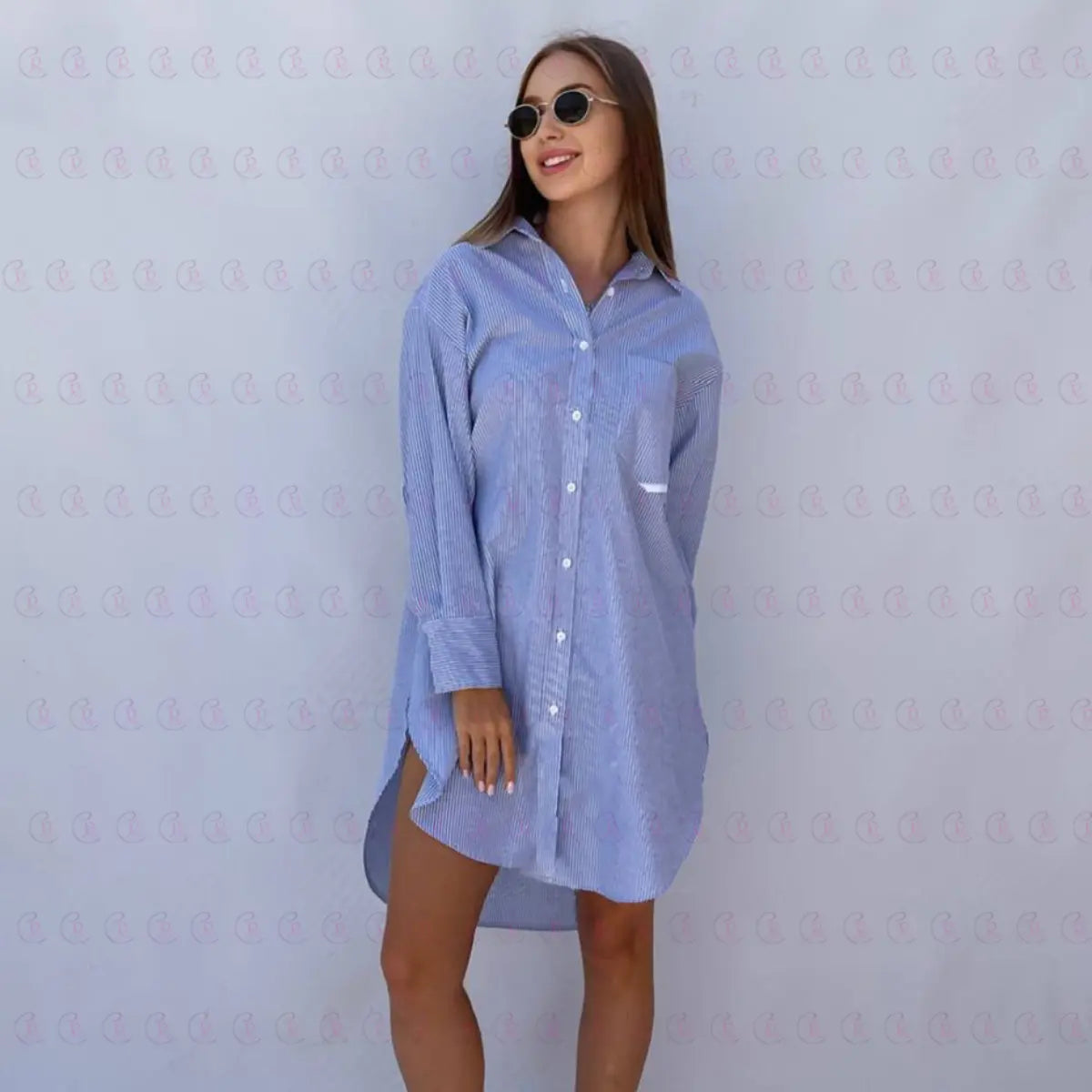 striped Knee Shirt - Dress Shirt - EMY & ROSE Boutique 