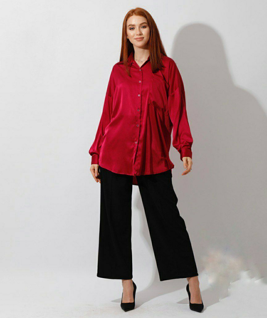 Knee Satin Oversized Shirt - Long Sleeves - Long Shirt - EMY & ROSE Boutique